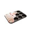 Forma, tava antiaderenta pentru copt briose, prajituri, 12 forme, 26.5 x 35.5 cm, neagra, Klausberg