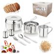 Set de vase pentru camping din oțel inoxidabil, 7 x 13 x 15 cm, 9 piese, Kinghoff