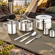 Set de vase pentru camping din oțel inoxidabil, 7 x 13 x 15 cm, 9 piese, Kinghoff