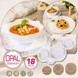 Set de farfurii pentru masa, din sticla opala, model cu floricele, 6 persoane, 18 piese, Kinghoff