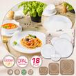 Set de farfurii pentru masa, din sticla opala, model cu linii aurii, 6 persoane, 18 piese, Kinghoff