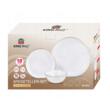 Set de farfurii pentru masa, din sticla opala, model cu linii aurii, 6 persoane, 18 piese, Kinghoff