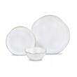 Set de farfurii pentru masa, din sticla opala, model cu linii aurii, 6 persoane, 18 piese, Kinghoff