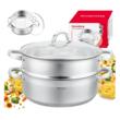 Set oala pentru gatit la abur, capac din sticla, otel inoxidabil, diametru 28 cm, capacitate 6 litri, 5 straturi, Klausberg