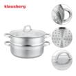 Set oala pentru gatit la abur, capac din sticla, otel inoxidabil, diametru 28 cm, capacitate 6 litri, 5 straturi, Klausberg