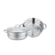 Set oala pentru gatit la abur, capac din sticla, otel inoxidabil, diametru 28 cm, capacitate 6 litri, 5 straturi, Klausberg