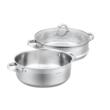 Set oala pentru gatit la abur, capac din sticla, otel inoxidabil, diametru 28 cm, capacitate 6 litri, 5 straturi, Klausberg