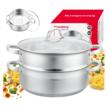 Set oala pentru gatit la abur, capac din sticla, otel inoxidabil, diametru 24 cm, capacitate 3.5 litri, 5 straturi, Klausberg