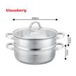 Set oala pentru gatit la abur, capac din sticla, otel inoxidabil, diametru 26 cm, capacitate 4,6 litri, 5 straturi, Klausberg