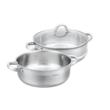 Set oala pentru gatit la abur, capac din sticla, otel inoxidabil, diametru 26 cm, capacitate 4,6 litri, 5 straturi, Klausberg