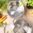 Set oala pentru gatit la abur, capac din sticla, otel inoxidabil, diametru 26 cm, capacitate 4,6 litri, 5 straturi, Klausberg