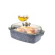 Vas termorezistent, recipient cu capac pentru cuptor, strat antiaderent marmura, capacitate 4.5 litri, 32x21x10.5 cm, Klausberg