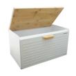 Cutie dreptunghiulara pentru paine, din otel si bambus, 35.5 x 23.5 x 21 cm, alba Klausberg