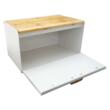 Cutie dreptunghiulara pentru paine, din otel si bambus, 35.5 x 23.5 x 21 cm, alba Klausberg