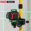 Laser nivel 360°, cu linii incrucisate 4D, verde, distanta 40m, Red Technic