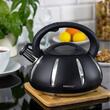 Ceainic din inox, 3L, cu fluier, negru ,KingHoff
