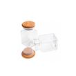 Set 3 recipiente cu capac din lemn, pentru condimente, borcan din sticla, capacitate 150 ml, Florina