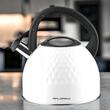 Ceainic din inox cu fluier, fierbator traditional, capacitate 2.5 litri, alb, Florina