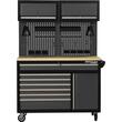 Set mobilier cu roti pentru atelier, banc de lucru mobil, 6 sertare, 3 dulapuri, panou perforat, Kraft