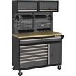 Set mobilier cu roti pentru atelier, banc de lucru mobil, 6 sertare, 3 dulapuri, panou perforat, Kraft