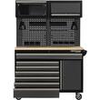 Set mobilier cu roti pentru atelier, banc de lucru mobil, 6 sertare, 3 dulapuri, panou perforat, Kraft