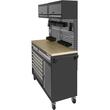 Set mobilier cu roti pentru atelier, banc de lucru mobil, 6 sertare, 3 dulapuri, panou perforat, Kraft