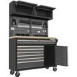 Set mobilier cu roti pentru atelier, banc de lucru mobil, 6 sertare, 3 dulapuri, panou perforat, Kraft