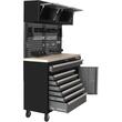 Set mobilier cu roti pentru atelier, banc de lucru mobil, 6 sertare, 3 dulapuri, panou perforat, Kraft