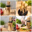 Set 5 cutite de bucatarie din otel inoxidabil cu suport si curatator de legume, manere ergonomice, Klausberg