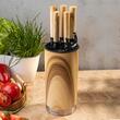 Set 5 cutite de bucatarie din otel inoxidabil cu suport si curatator de legume, manere ergonomice, Klausberg
