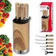 Set 5 cutite de bucatarie din otel inoxidabil cu suport si curatator de legume, manere ergonomice, Klausberg