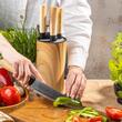 Set 5 cutite de bucatarie din otel inoxidabil cu suport si curatator de legume, manere ergonomice, Klausberg