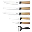 Set 5 cutite de bucatarie din otel inoxidabil cu suport si curatator de legume, manere ergonomice, Klausberg
