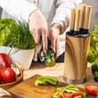 Set 5 cutite de bucatarie din otel inoxidabil cu suport si curatator de legume, manere ergonomice, Klausberg
