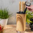 Set 5 cutite de bucatarie din otel inoxidabil cu suport si curatator de legume, manere ergonomice, Klausberg