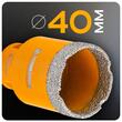 Carota diamantata pentru gresia porțelanată, plăcile ceramice, granitul, marmura, 40 mm, Powermat