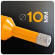 Carota diamantata pentru gresie, granit, ceramica, utilizare umeda/uscata, prindere M14, diametru 10 mm, Powermat
