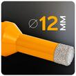 Carota diamantata pentru gresie, granit, ceramica, utilizare umeda/uscata, prindere M14, diametru 12mm, Powermat