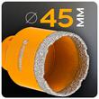 Carota diamantata pentru gresia porțelanată, plăcile ceramice, granitul, marmura și piatra naturală, 45 mm, Powermat