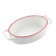 Vas termorezistent din ceramica oval pentru cuptor, 27 x 15 x 6.5 cm, alb cu margine rosie, Yucca Florina