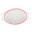 Vas termorezistent din ceramica oval pentru cuptor, 27 x 15 x 6.5 cm, alb cu margine rosie, Yucca Florina