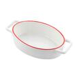 Vas termorezistent din ceramica oval pentru cuptor, 27 x 15 x 6.5 cm, alb cu margine rosie, Yucca Florina