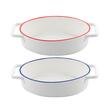 Vas termorezistent din ceramica oval pentru cuptor, 27 x 15 x 6.5 cm, alb cu margine rosie, Yucca Florina