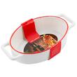 Vas termorezistent din ceramica oval pentru cuptor, 27 x 15 x 6.5 cm, alb cu margine rosie, Yucca Florina