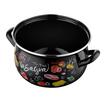 Oala cu capac din sticla, inox, emailata, neagra,16cm-2.2l, FLorina