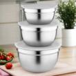 Set 3 boluri pentru bucatarie cu capac din inox, 14/16/18 cm, 6 piese, gri, Florina