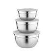 Set 3 boluri pentru bucatarie cu capac din inox, 14/16/18 cm, 6 piese, gri, Florina