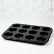 Forma, tava antiaderenta pentru copt briose, prajituri, 12 forme, 26.5 x 35.5 cm, neagra, Klausberg