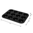 Forma, tava antiaderenta pentru copt briose, prajituri, 12 forme, 26.5 x 35.5 cm, neagra, Klausberg