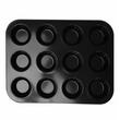 Forma, tava antiaderenta pentru copt briose, prajituri, 12 forme, 26.5 x 35.5 cm, neagra, Klausberg